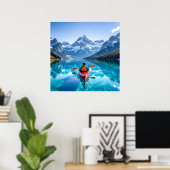 Kayaking in Mountains Beautiful Nature ポスター (ホームオフィス)