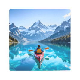  Kayaking in Mountains  Beautiful Nature メタルプリント
