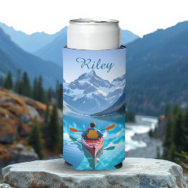  Kayaking in Mountains Personalized スリム缶クーラー
