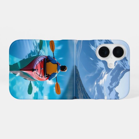  Kayaking in Mountains Personalized iPhone 16ケース (裏面横)