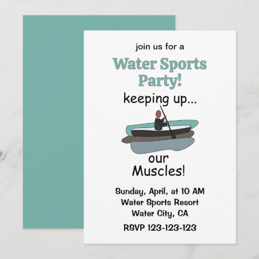 Kayaking Kayak Keeping Up Our Muscles Water Sports 招待状 (正面/裏面)