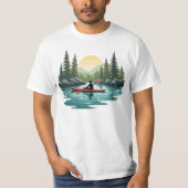 Kayaking Lake Adventure Mountain Sunset Outdoor Tシャツ (正面)