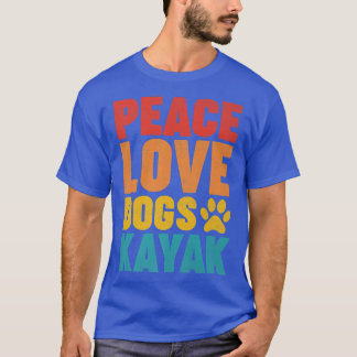 Kayaking Lover Retro Style Peach Love Dogs Kayak P Tシャツ