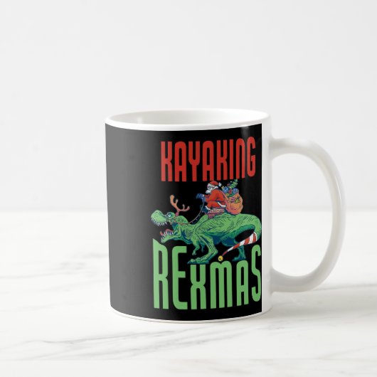 Kayaking Rexmas T-rex Dinosaur Christmas Holiday K コーヒーマグカップ (右)