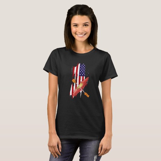 Kayaking USA Flag Boating  Kayaker Kayak Expert Gr Tシャツ (正面フル)