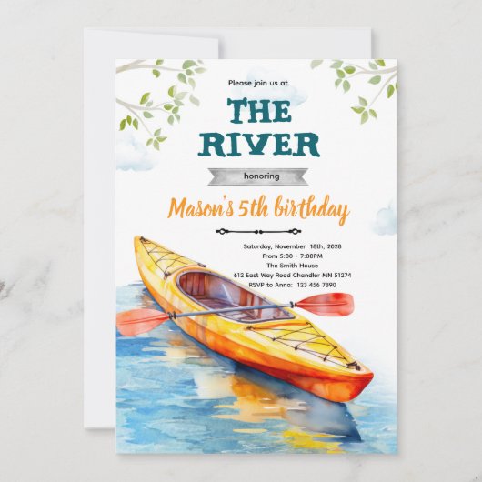 Kayaks birthday party invitation 招待状 (正面)