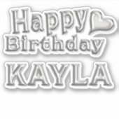Kayla Happy Birthday silver Aufkleber Sticker シール (正面)