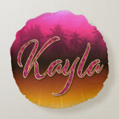Kayla Vorname Name golden pink Kissen ラウンドクッション (裏面)
