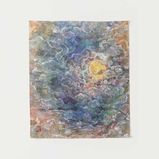 Kayoiji: Moon's Journey Through Ethereal Clouds タペストリー (正面)