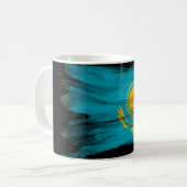 Kazakhstan flag brush stroke, national flag コーヒーマグカップ (正面左)