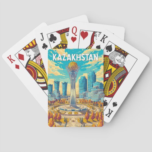 Kazakhstan Illustration Travel Art Vintage トランプ (裏面)