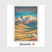 Kazakhstan Steppes Illustration Travel Art Vintage シール (シート)