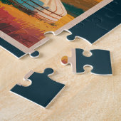 Kazakhstan Steppes Illustration Travel Art Vintage ジグソーパズル (側面)