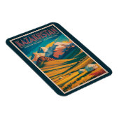 Kazakhstan Steppes Illustration Travel Art Vintage マグネット (右側)