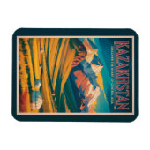Kazakhstan Steppes Illustration Travel Art Vintage マグネット (横)