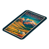 Kazakhstan Steppes Illustration Travel Art Vintage マグネット (左側)