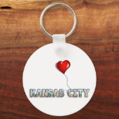 KCスカイラインを文字の中に持つカンザスシティが大好き キーホルダー (正面)