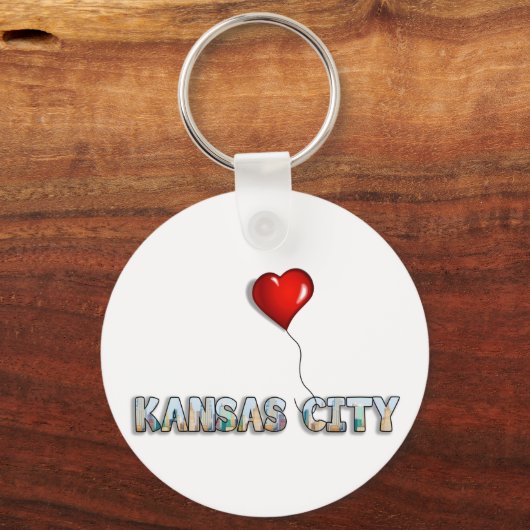 KCスカイラインを文字の中に持つカンザスシティが大好き キーホルダー (正面)