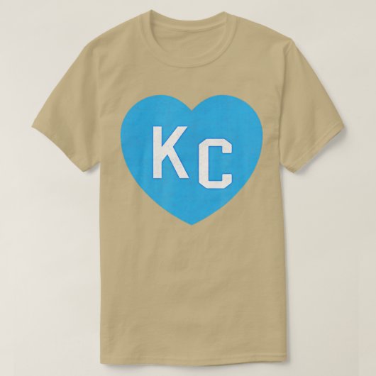 KCブルーハートKcカンザスシティ2文字KCラブブルー Tシャツ (デザイン正面)