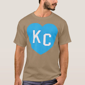 KCブルーハートKcカンザスシティ2文字KCラブブルー Tシャツ