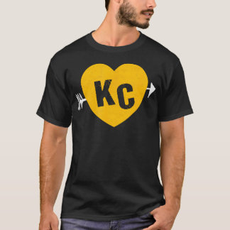 Kcレッドイエローハート矢印Kcカンザスシティ2レット Tシャツ