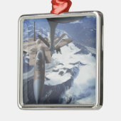 KC-135Rの後ろに座るF-15Cイーグル航空機 メタルオーナメント (左)