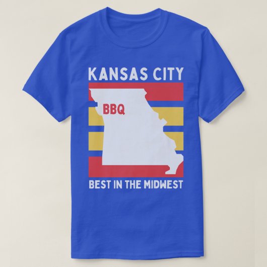 KCMO、中西部BBQ牛キャトルチキンピッグバーベキュー Tシャツ (デザイン正面)