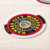 KCOMCOUカンザスシティーMO. (COU) ラウンドペーパーコースター (アングル)