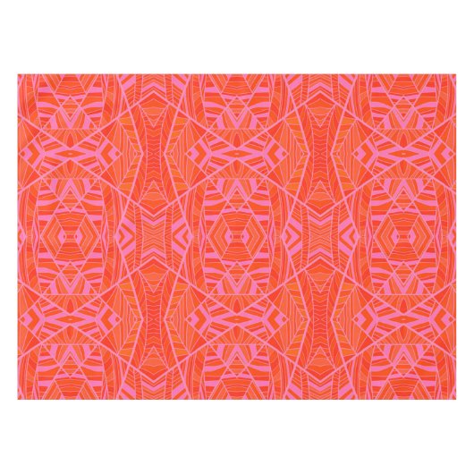KCSによるピンクの幾何学的なパターンテーブルクロスのオレンジ テーブルクロス (正面(横))