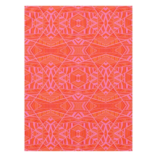 KCSによるピンクの幾何学的なパターンテーブルクロスのオレンジ テーブルクロス (正面)