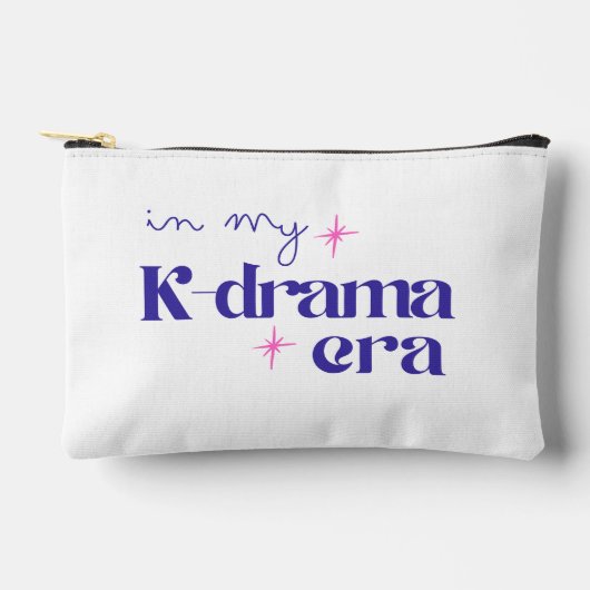 Kdrama Era Typography White Minimalistic Cosmetic アクセサリーポーチ (正面)