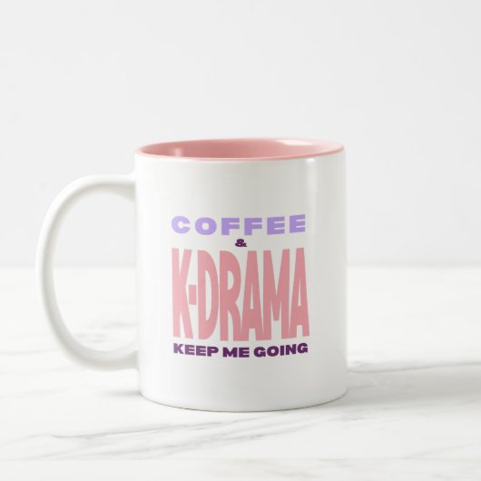 Kdrama Lover Coffee Mug Gift Pink Typography ツートーンマグカップ (左)