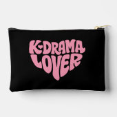 Kdrama Lover Pink Heart Typography Simple Black アクセサリーポーチ (裏面)