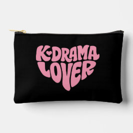 Kdrama Lover Pink Heart Typography Simple Black アクセサリーポーチ