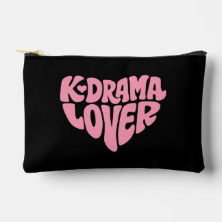 Kdrama Lover Pink Heart Typography Simple Black アクセサリーポーチ