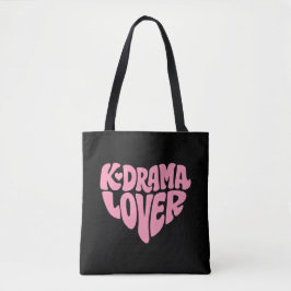 Kdrama Lover Pink Heart Typography Simple Black トートバッグ