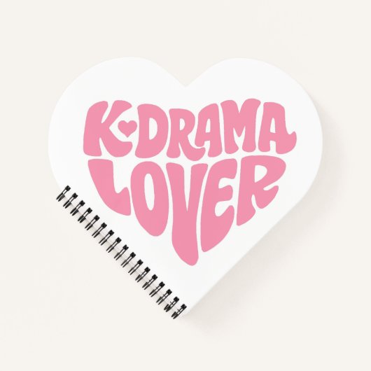 Kdrama Lover Pink Heart Typography Simple Cute ノートブック (正面)