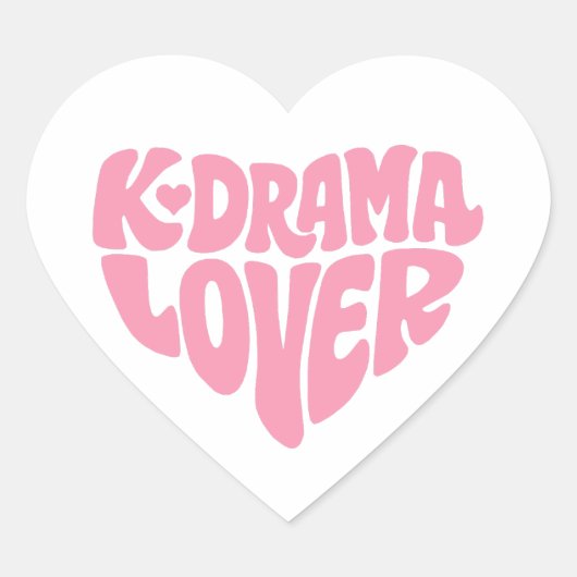Kdrama Lover Pink Modern Minimalistic Typography ハートシール (正面)