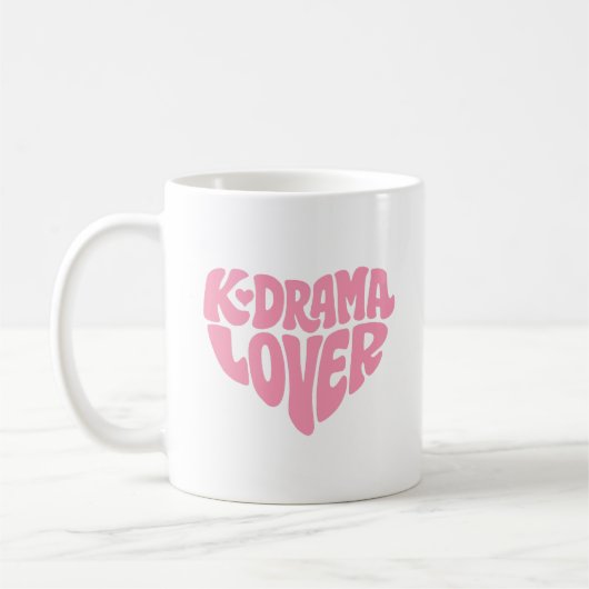 Kdrama Lover Simple Minimal Pink Heart Typography コーヒーマグカップ (左)