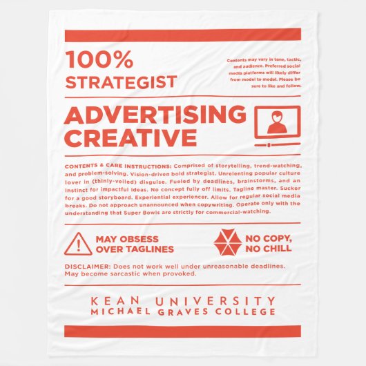 Kean MGC Advertising Care Label フリースブランケット (正面)