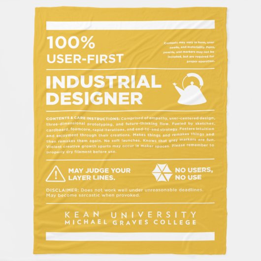 Kean MGC Industrial Design Care Label フリースブランケット (正面)
