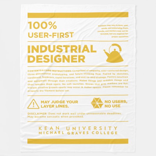 Kean MGC Industrial Design Care Label フリースブランケット (正面)