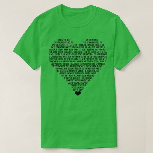 Keane Sowhere Only We know music lyric love song Tシャツ (デザイン正面)