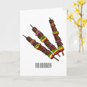 KebabまたはKabob漫画イラストレーション カード (黄色い花)