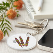 KebabまたはKabob漫画イラストレーション キーホルダー (正面右)