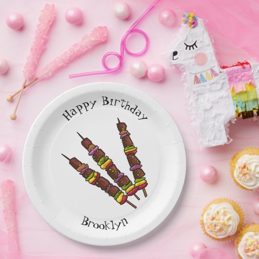 KebabまたはKabob漫画イラストレーション ペーパープレート (パーティー)