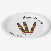 KebabまたはKabob漫画イラストレーション ペーパープレート (アングル)