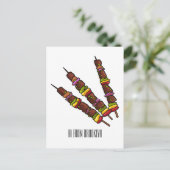 KebabまたはKabob漫画イラストレーション ポストカード (スタンド正面)