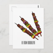 KebabまたはKabob漫画イラストレーション ポストカード (正面/裏面)