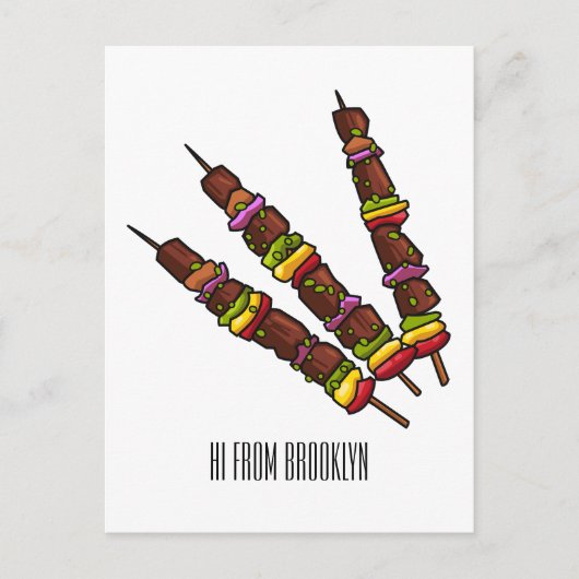 KebabまたはKabob漫画イラストレーション ポストカード (正面)